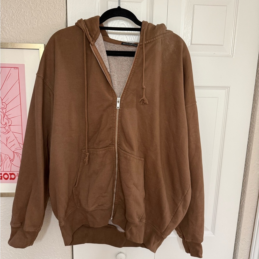 Brandy Melville brown oversized Zip-Up jacket